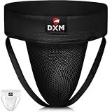 DXM SPORTS Boxing Groin Protector Men – Adjustable Groin Guard for Kickboxing, Taekwondo Sparring Gear, Muay Thai, Martial Arts Training (Black, Small)