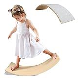 Wooden Wobble Balance Board for Kids, Toddler Montessori Rocker Board Balancing Training, Open-ended Learning Toys for Indoor Outdoor Exercise Yoga 3+ Years Old