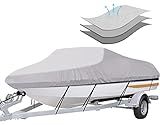 iCOVER Trailerable Boat Cover- 16'-18.5' Heavy Duty Waterproof Tarp Covers with Storage Bag, Fits V-Hull, Fish&Ski, Pro-Style, Fishing, Runabout, Bass Boats, up to 16ft-18.5ft Long X 94" Wide