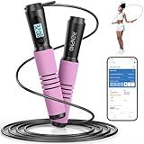 Jump Rope, RENPHO Smart Jump Rope with Counter, Fitness Skipping Rope with APP Data Analysis, Workout Jump Ropes for Home Gym, Crossfit, Jumping Rope for Exercise for Men, Women, Kids, Girls - Pink