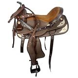 Barrel Brown Wolfstone Western Horse Saddle Combo Kit Brown Synthetic Nylon English Riding Horse Saddle Tack Set for Horse Equestrian Horse Riding Saddle Combo Pack Set of 4 pcs Size: 17''