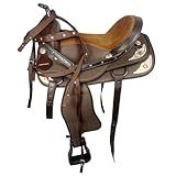 Barrel Brown Wolfstone Western Horse Saddle Combo Kit Brown Synthetic Nylon English Riding Horse Saddle Tack Set for Horse Equestrian Horse Riding Saddle Combo Pack Set of 4 pcs Size: 17''