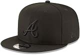 New Era MLB 9FIFTY Black Black Primary Logo Team Adjustable Snapback Hat Cap One Size Fits All - Atlanta Braves Black