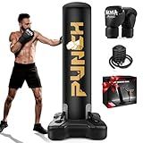 Heavy Boxing Bag with Stand for Adult Teens Kids, Freestanding Inflatable Punching Bag with Gloves, Men Women Stand Kickboxing Boxing Set for Martial Arts MMA Home Gym Exercise Training Equipment
