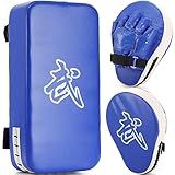 WUWEOT Boxing Focus Pads and Taekwondo Pad, 15.5 x 8 Blue, 2-in-1 Punching Mitts Kick Pack Set, Martial Arts MMA Kicking Shield Training for Men Women Gym