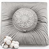 Hihealer Meditation Cushion, Traditional Tibetan Meditation Pillow Velvet Cover - Large Floor Cushion Seating for Adults - Yoga Buckwheat Bolster for Women、Moms