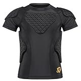 DGXINJUN Youth Football Padded Shirt, Boys Chest Rib Protector, Compression Shirt Rugby Lacrosse Baseball Basketball Softball