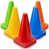 Fasmov 30 Pack Plastic Training Cones, 9 Inches Traffic Cones Indoor Outdoor Sports Agility Cones Soccer Flexible Cone Sets for Soccer, Skating, Drills, Football, Basketball, Assorted Colors