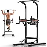 ZENOVA Pull Up Bar, Multi-Function Power Tower Dip Bar Stand Station, Strength Training Workout Fitness Equipment Home Gym Machine