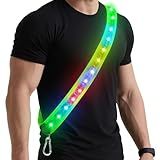 Zacro LED Reflective Sash Light Up Vest for Night Walking with 5 Colors & 4 Light Modes, Rechargeable High Visibility Neon Safety Gear for Men Women Dog Walking