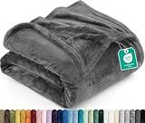 Utopia Bedding Ultra Soft Fleece Bed Blanket Queen Size Grey (90x90 Inches)