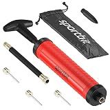 SPORTBIT Basketball Pump – Ball Pump for Sports Balls with Push & Pull Inflating System – Hand Pump for Basketball, Volleyball, Soccer & Football – Accessories & Gifts, Court & Gym Ready, Red