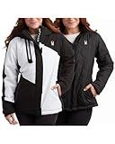 Spyder Women's Snow Ski Jacket - 3 Looks in 1 Insulated Puffer to Sherpa Fur Reversible Inner Winter Jackets for Women (S-XL), Size Large, Black