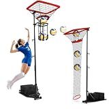 HVDI Volleyball Setter & Spike Trainer System, Heavy Duty Volleyball Training Aid Set, – 88LB Sandbag Base with Dual Wheels for Easy Mobility, Adjustable Hitter & Receiver Combo System (126")