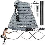 Yes4All 1.5 Inch Battle Ropes with Extra Protective Sleeve, Workout Ropes for Cross-Training Home Gym & Fitness Exercises, Strength Training - 30,40 Feet Lengths Available