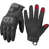 KEMIMOTO Tactical Gloves for Men, Touchscreen Motorcycle Gloves with Hard Shell & Palm Padding for Sports Motorcycle Cycling Tactical Airsoft Paintball Hunting Hiking Camping Climbing (Black,Large)