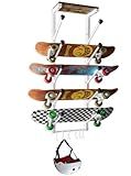 Koutemie Skateboard Rack Wall Mount with Five-Layer Skate Board Stand for Storage Longboard Deck Organizer, Skateboard Wall Display Hanger Holder with 6 Hooks for Home or Garage