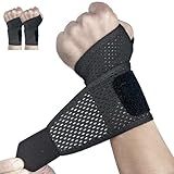 2 Pack Ultra-Thin Mesh Wrist Brace - Breathable Compression Wrist Support for Workouts & Daily Use - Adjustable Wrist Strap - Unisex Wrist Brace for Pain Relief, Tendonitis, Carpal Tunnel (Black)