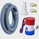 12v 1100gph Boat Bilge Water Pump, 1-1/8 Inch Bilge Pump Plumbing Kit, 6.5FT Bilge Pump Hose, 2 Stainless Steel Clamps and Thru-Hull Fitting