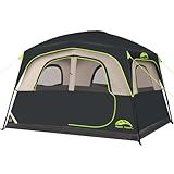 Happy Travel Tent 6 Person Tents for Camping, Waterproof Easy Setup Camping Tent with Rainfly, Portable Large Family Cabin Tent with 5 Large Mesh Windows and Carry Bag for Outdoor Camping & Hiking