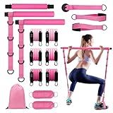 Zoomsnail Multi-Functional Pilates Bar Kit with Resistance Bands, Ankle Bands for Leg Butt Training, Adjustable 3-Section for Full Body Workouts, Pilates Workout Equipment for Legs, Hip, Waist, Arm