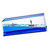 Honsheng Unsinkable Surfing Boy Wave Boat Fluid Toy in a Box bottle Acrylic Paperweight Desk Decorations Toy Gifts Liquid Wave Cruise Fluid Ship Ornament for Car