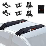 Kayak Car Roof Rack Pad for Kayak Surfboard SUP Canoe Soft Roof Rack Pads | Universal soft roof rack for kayak surfboard Include 4 Tie Down Straps,4 Tie Down Rope,4 Quick Loop Strap,Storage Bag