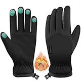 Hiramex Winter Waterproof Gloves Men Women, Windproof Warm Ski Gloves for Cold Weather, Touch Screen Snow Warm, Running Driving Cycling (Black, Large)