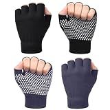 YL TRD V 2 Packs of Non Slip Fingerless Yoga Gloves with Grips for Women (with White Dots)
