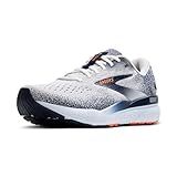 Brooks Men’s Ghost 16 Neutral Running Shoe - White/Peacoat/Orange - 11.5 Medium
