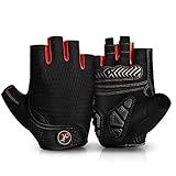 MOREOK Cycling Gloves Bike Gloves for Men/Women-[5MM Gel Pad] Half Finger Bicycle Biking Gloves for Cycling/Weight Lifting/Gym/Motorcycle/Outdoor Sports-098 Balck-M