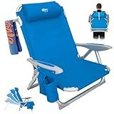 #WEJOY Beach Chair for Adults, Reclining Adjustable Position, Lay Flat Lightweight Folding Portable Aluminum Chair with Backpack Straps,Padded headrest, Heavy Duty 400 lbs Lawn Chair for Beach, Sand