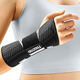 FREETOO Tendonitis Wrist Brace Night Support Fit Right Hand for Work, Pain Relief Wrist Splint for Arthritis, Sprain for Sleeping, Hand Brace for Carpal Tunnel For Women Men (L/XL, Black/Grey)