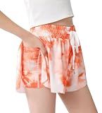 zqajuxg Girls Flowy Shorts with Spandex Liner, 2 in 1 Butterfly Shorts for Sports, Running, Athletic with Pockets, Orange, 10-12 Years