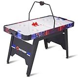 RAYKEEP Air Hockey Table, 58“ Indoor Hockey Game Table for Adults and Kids w/2 Pucks, 2 Pushers, Digital LED Overhead Scoreboard, Powerful 12V Motor for Game Room, Home, Office