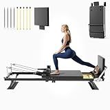 Buytime Pilates Reformer, Foldable Pilates Reformer Machine with Dual Resistance - Springs and Cord, Reformer Pilates Machine for Beginners and Advanced Users, Up to 300 lbs Weight Capacity, Black