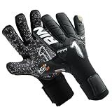Rinat Kratos-Prime Goalkeeper Gloves – Super Softy XP Latex | Negative Cut | Impact-Absorbing | Adjustable Strap | Elastic Wristband | Breathable & Durable (Black, 7)