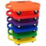 The Zone Heavy Duty Scooter Board Set of 6 – 16″ × 16″ Durable Polyurethane Deck with Non‑Marring Rubber Wheels & Ball Bearing Casters – Multi-Color PE Equipment for Kids, Supports Up to 175 lbs