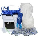Drasry Saltwater Fishing Cast Net 3/8 and 1/4 Mesh with Heavy Duty Gray Sinker American Monofilament Fish Throw Net for Bait Trap 3FT 4FT 5FT 6FT 7FT 8FT 9FT Radius 1/4, 5FT Radius /150cm