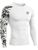 Roadbox Men's UPF 50+ BJJ Rash Guard, Jiu Jitsu Long Sleeve Compression Shirts, MMA Athletic Base Layer Wrestling Grappling