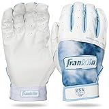 Franklin Sports USA Women's Softball Batting Gloves - Classic X Fastpitch + Slowpitch - Youth Girls Batting Glove Pair - White + Blue - Youth Medium