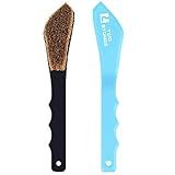 Boar Hair Rock Climbing Brush with Ergonomic Handle, Bouldering Boulder Brush as Durable Cleaning Tool for Chalk and Climbing Holds on Wall Indoor or Outdoor (Black&Light Blue)