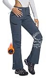 BALWUKO Women's Snow Ski Hiking Pants Waterproof Fleece Lined Softshell Insulated Winter Snowboarding Outdoor Flare Pants Cool Gray XXL