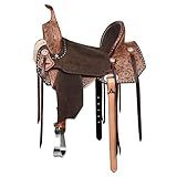 HILASON Flex Tree Western Horse Saddle in American Leather Barrel Trail | for Horses