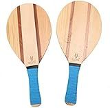 Holyking Beach Paddle Ball Set, Wooden Tennis Racket Come with 2 Paddles, 2 Balls & Carry Bag