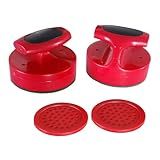 Hathaway Pro-Series Air Hockey Pucks and Strikers Set for Family Game Room - with Ergonomic 4-in Strikers, 3-in ABS Pucks, Felt Bottoms & Chip-Resistant Design - Red Finish