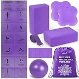 ViraAxis Foldable Yoga Mat and Blocks Set for Women with 2 Pack Yoga Blocks and Strap,Thin Non Slip Pilates Mat with Bag, Home Workout Equipment Essentials Starter Kit for Beginners Full Body Toning