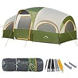GoHimal 8 Person Tent for Camping, Waterproof Windproof Family Tent with Rainfly, Divided Curtain Design for Privacy Space, Portable with Carry Bag