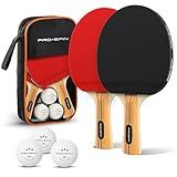 PRO-SPIN Ping Pong Paddles - High-Performance Set with Premium Table Tennis Rackets, 3-Star Ping Pong Balls, Compact Storage Case (2-Player Set, Red)