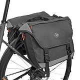 Danuosie Bike Panniers for Rear Rack, 25L-35L Expandable Double Bicycle Saddle Bag, Water-Resistant Cycling Luggage Pack with Secure Drawstrings & Reflective Trims for Ebike Commuter Grocery Travel